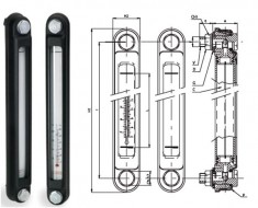 Verticaal peilglas met metalen omhulsel (thermometer) OPA.XL/10